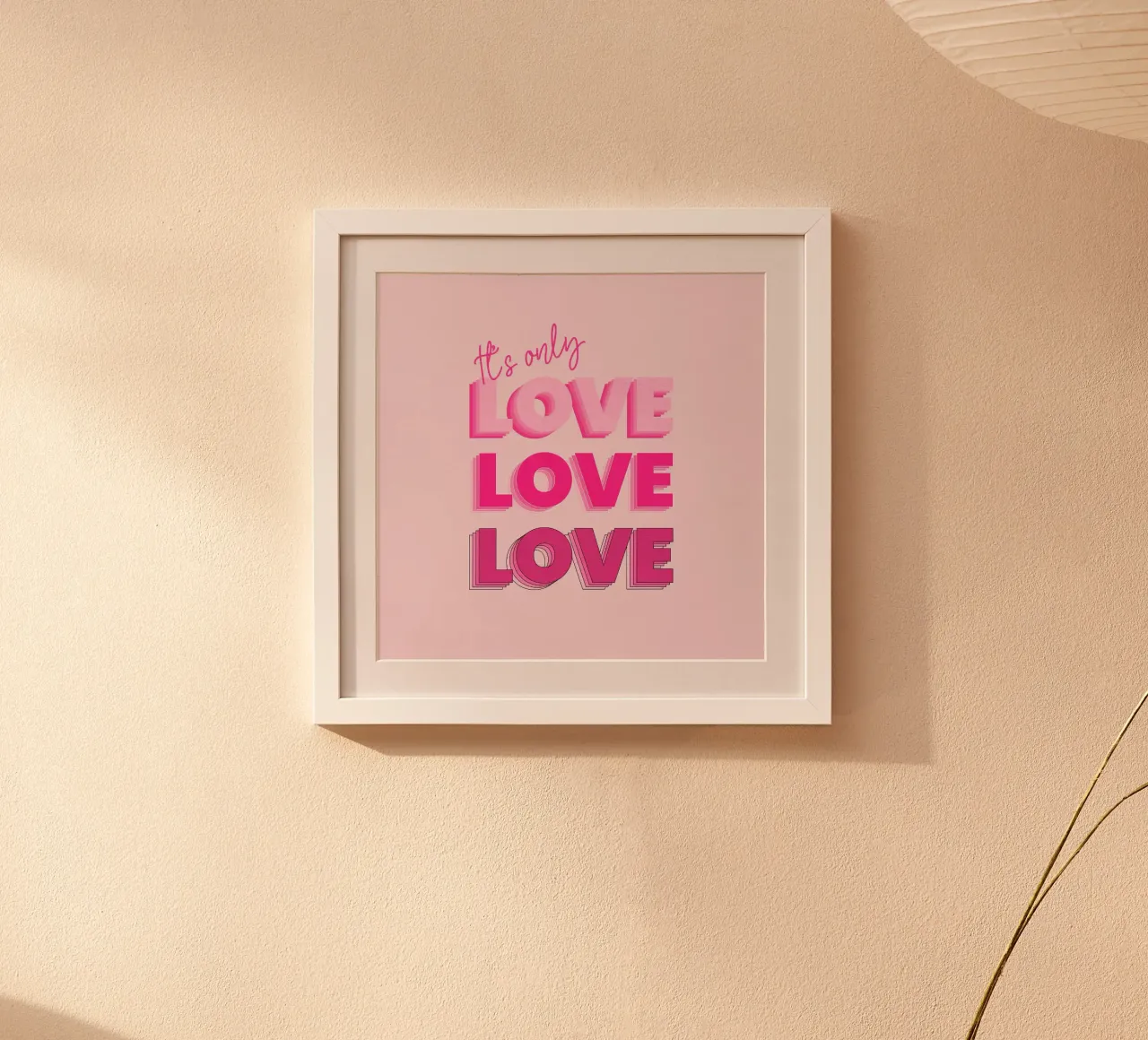 Amore a strati - Poster artistico con testo sfumato rosa poster con telaio in legno da showmemars
