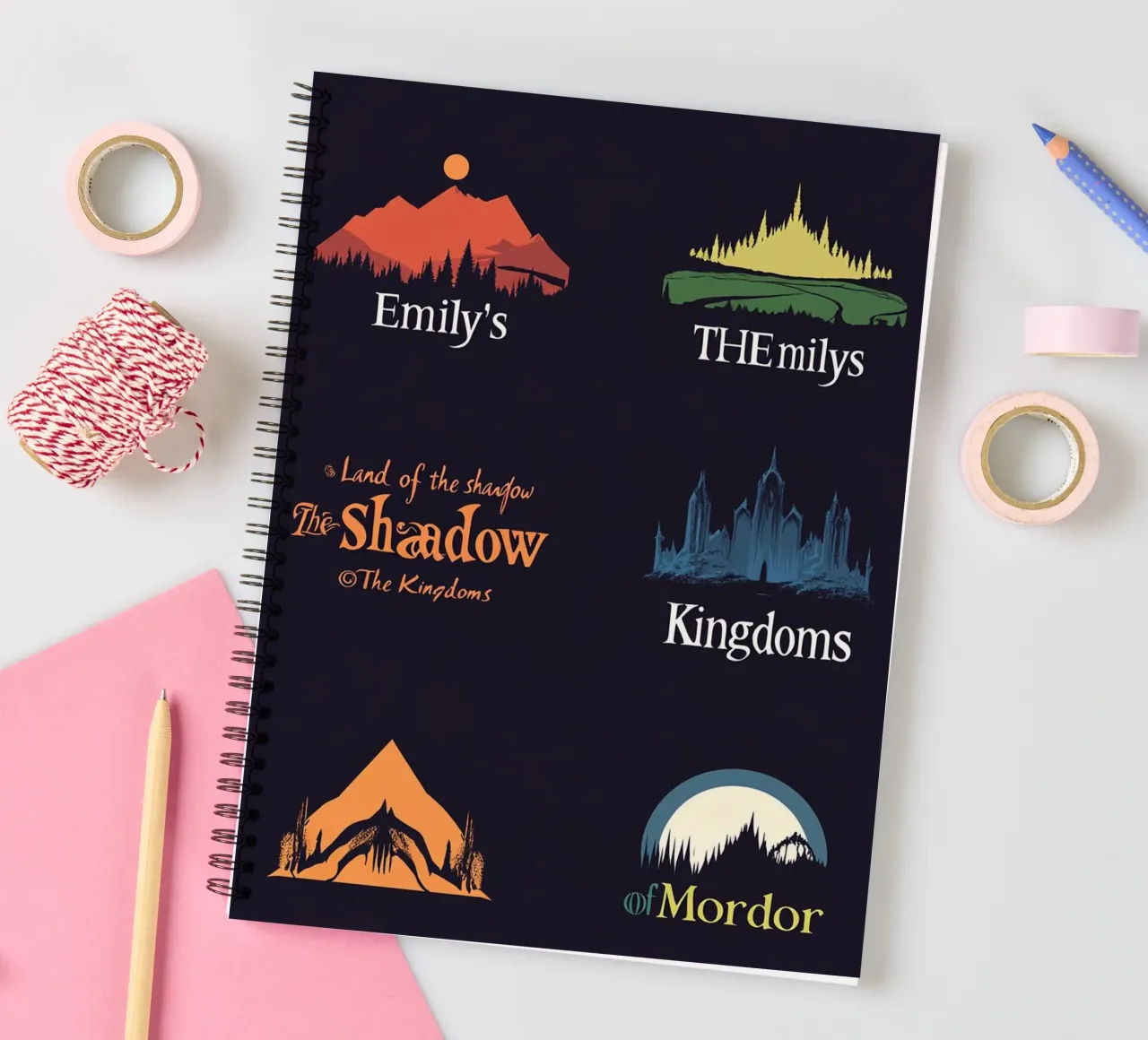 Minimal Vector Logo Pack – The Kingdoms of Mordor & Emily’s spiral notebook by Mittelerde Atelier