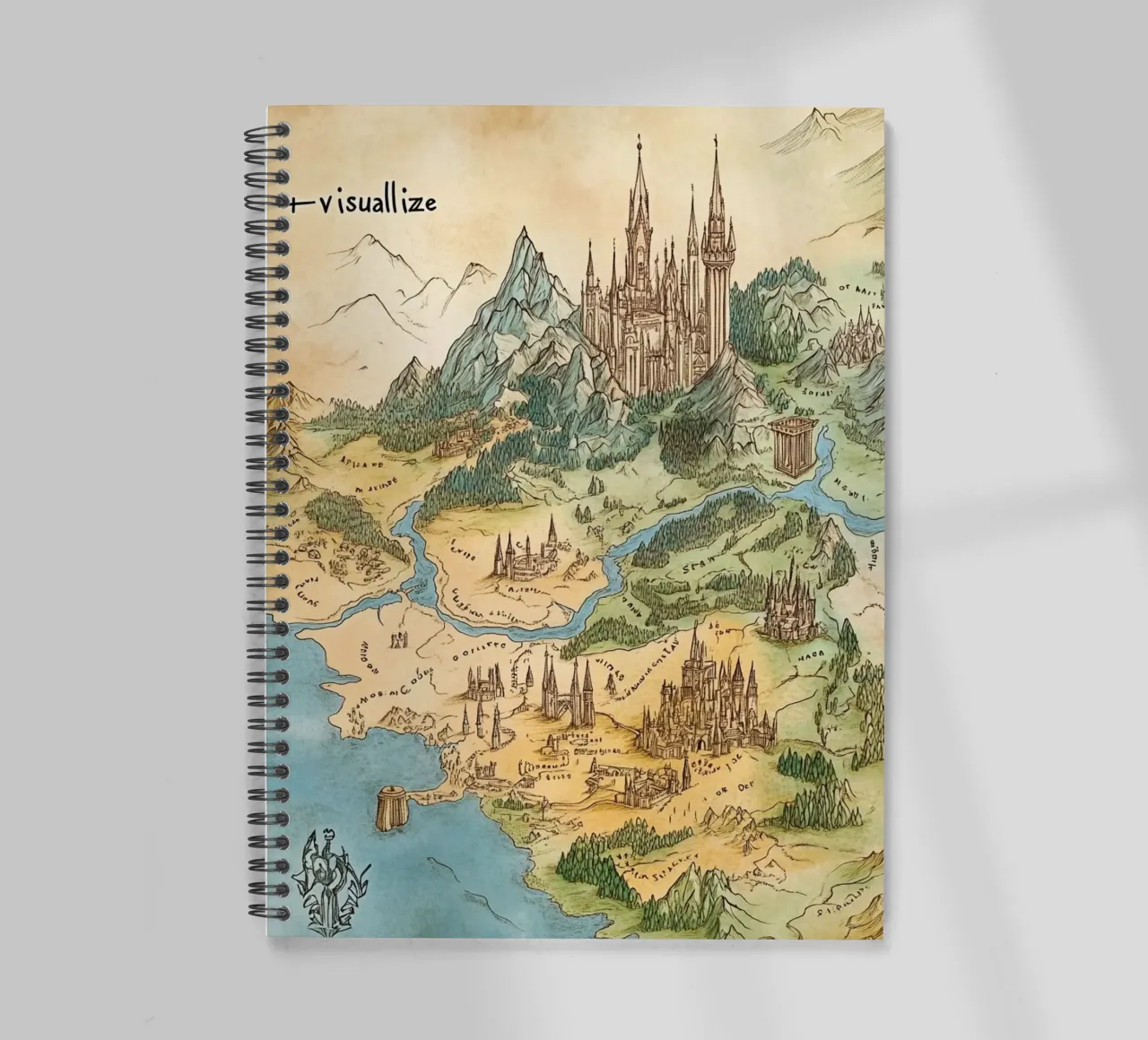 Middle-earth Reimagined – Art Nouveau Map Edition spiral notebook by Mittelerde Atelier