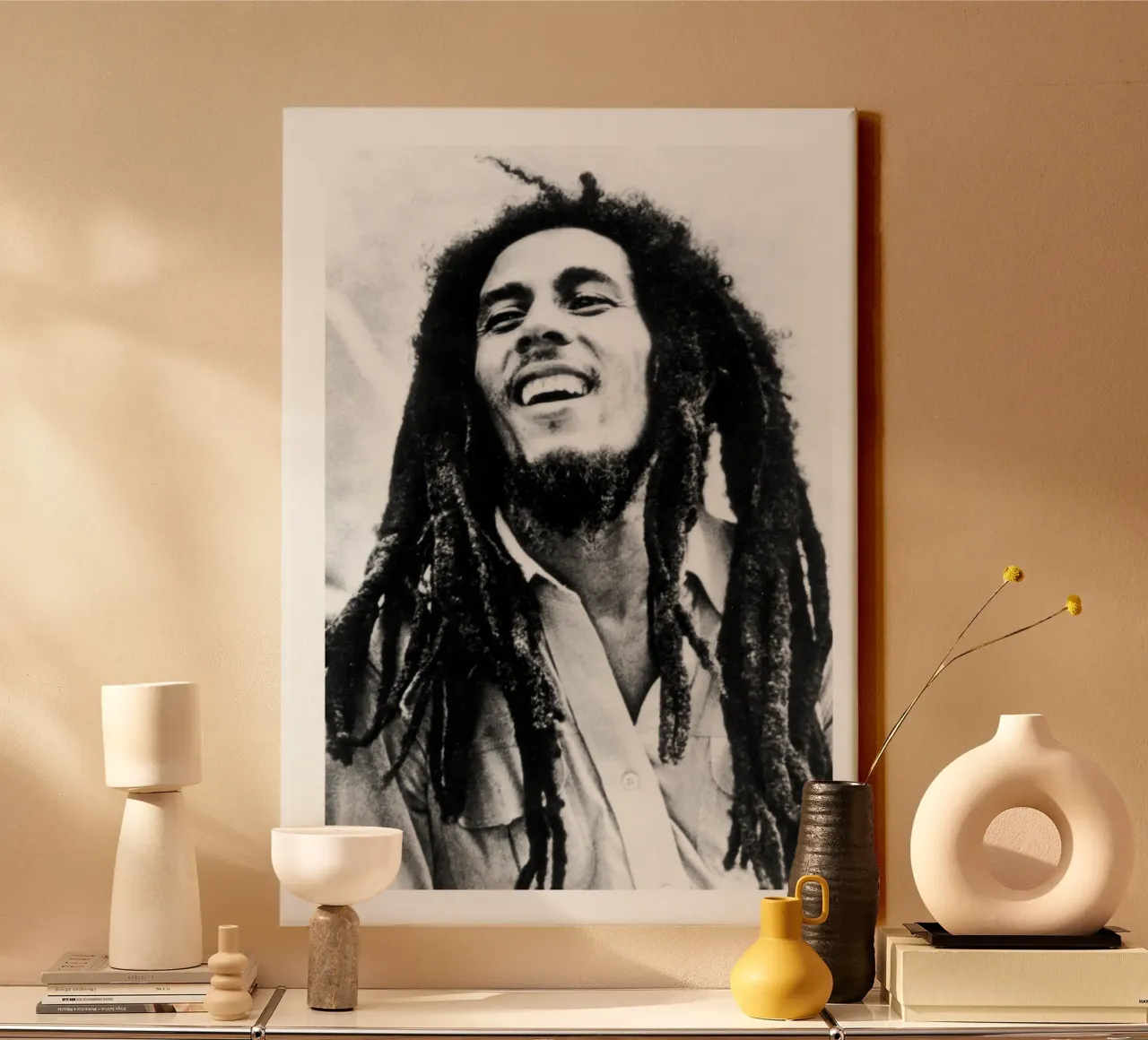 Bob Marley BW tela con Cornice a cassetta da nicol shop