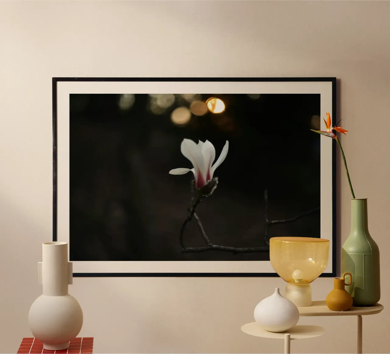 magnolia flower poster with wooden frame by Earthly Visions
