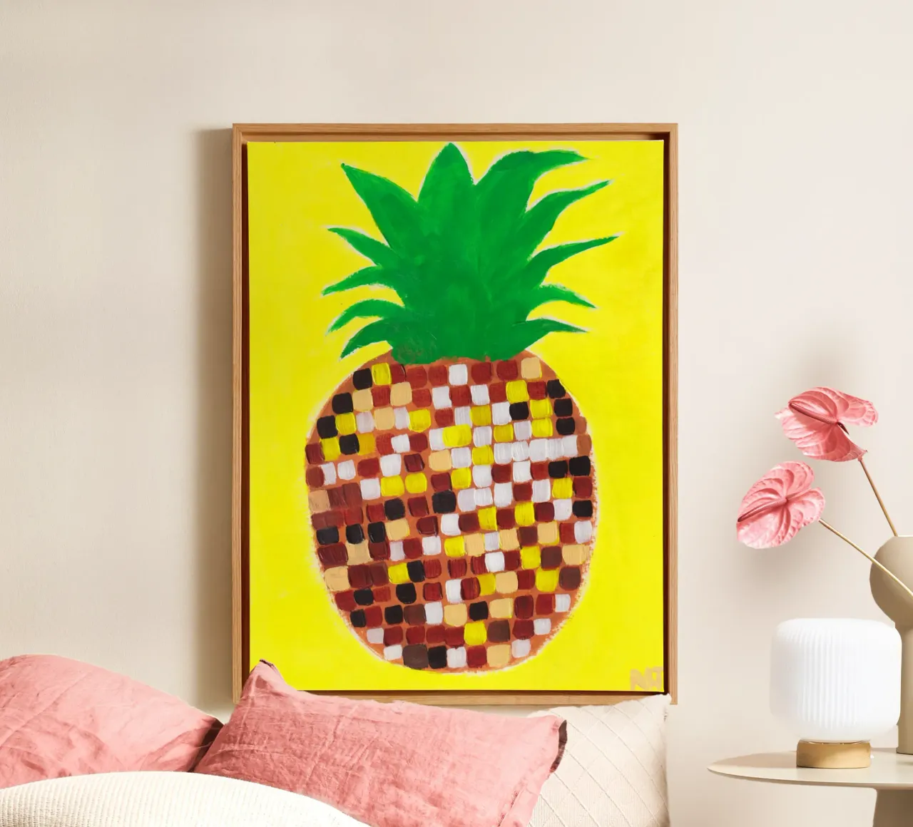 Disco Pineapple canvas met Baklijst van Natasha Joseph