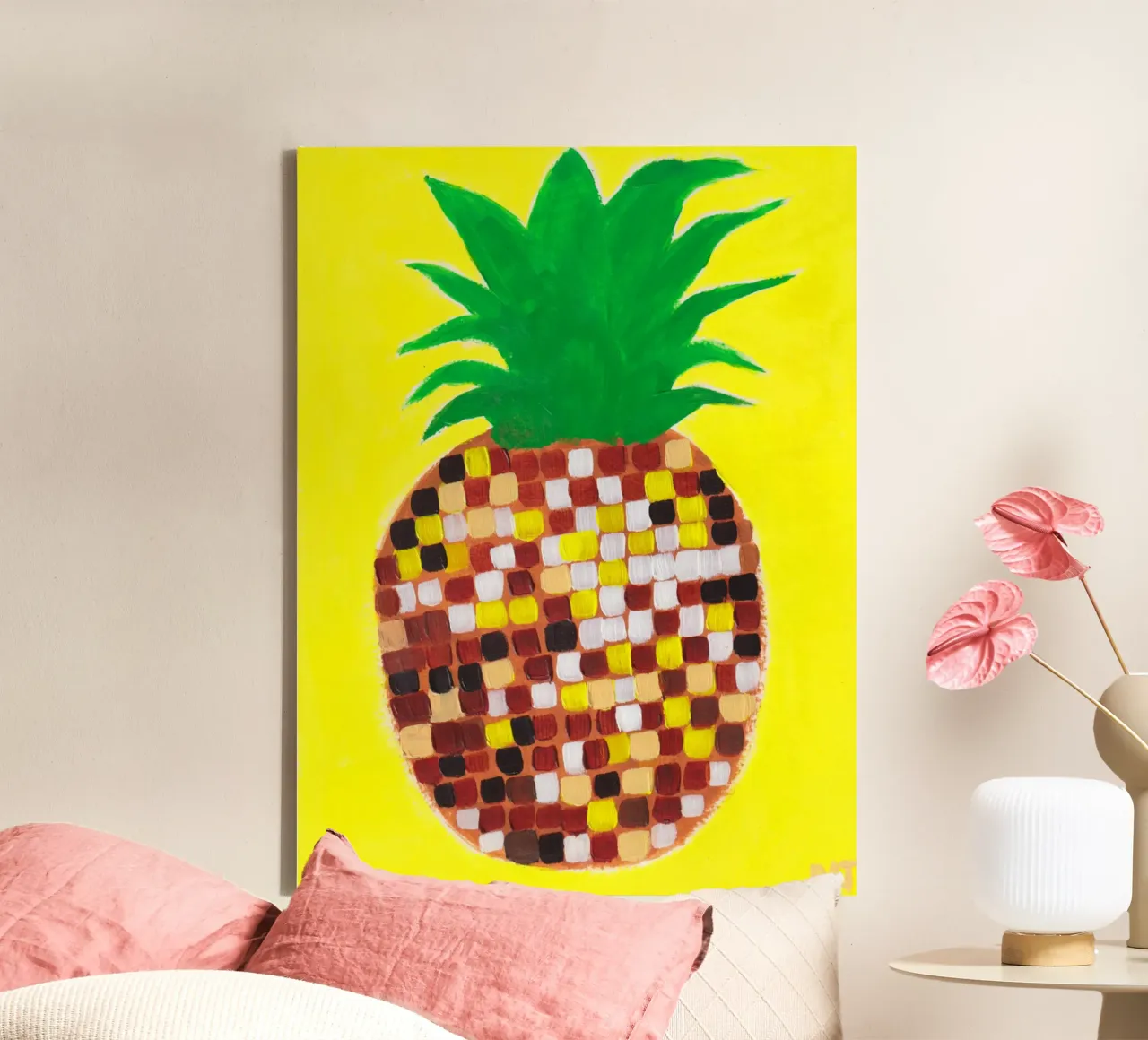 Disco Pineapple canvas met Baklijst van Natasha Joseph