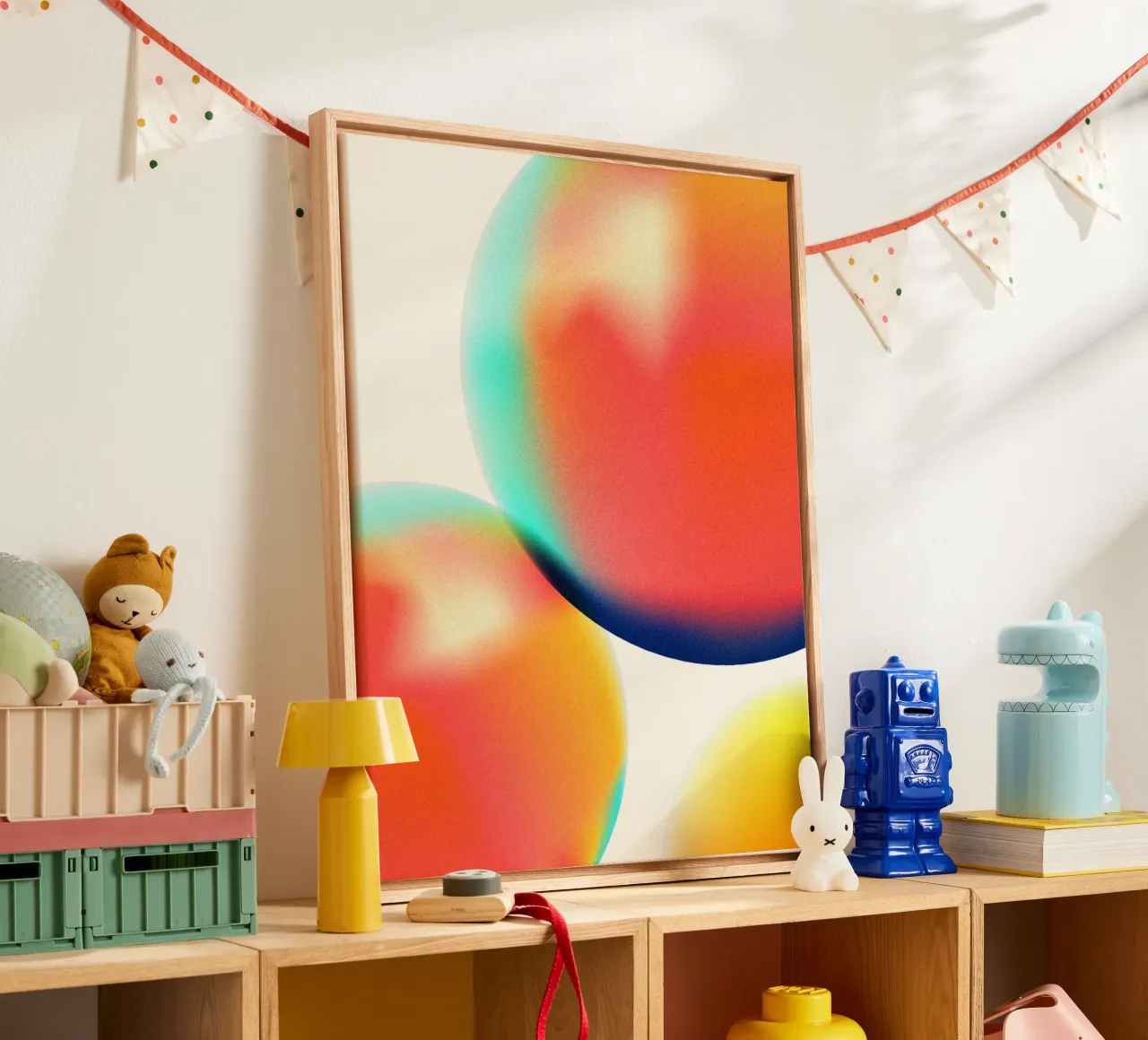 Dream Spheres – Abstract Gradient Bubble Art canvas with Floater frame by showmemars