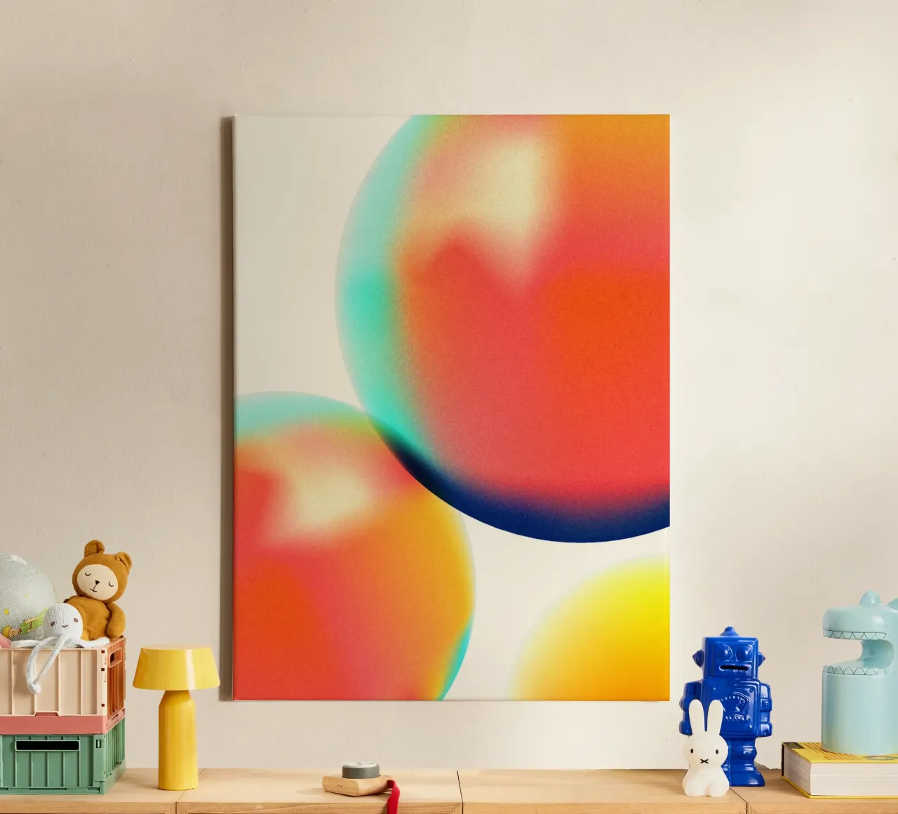 Dream Spheres – Abstract Gradient Bubble Art canvas with Floater frame by showmemars