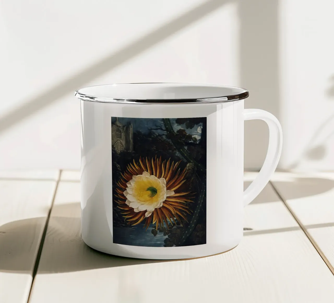 Vintage Thornton 2 Blowing Cereus tazza in smalto da Vintage Print Collection