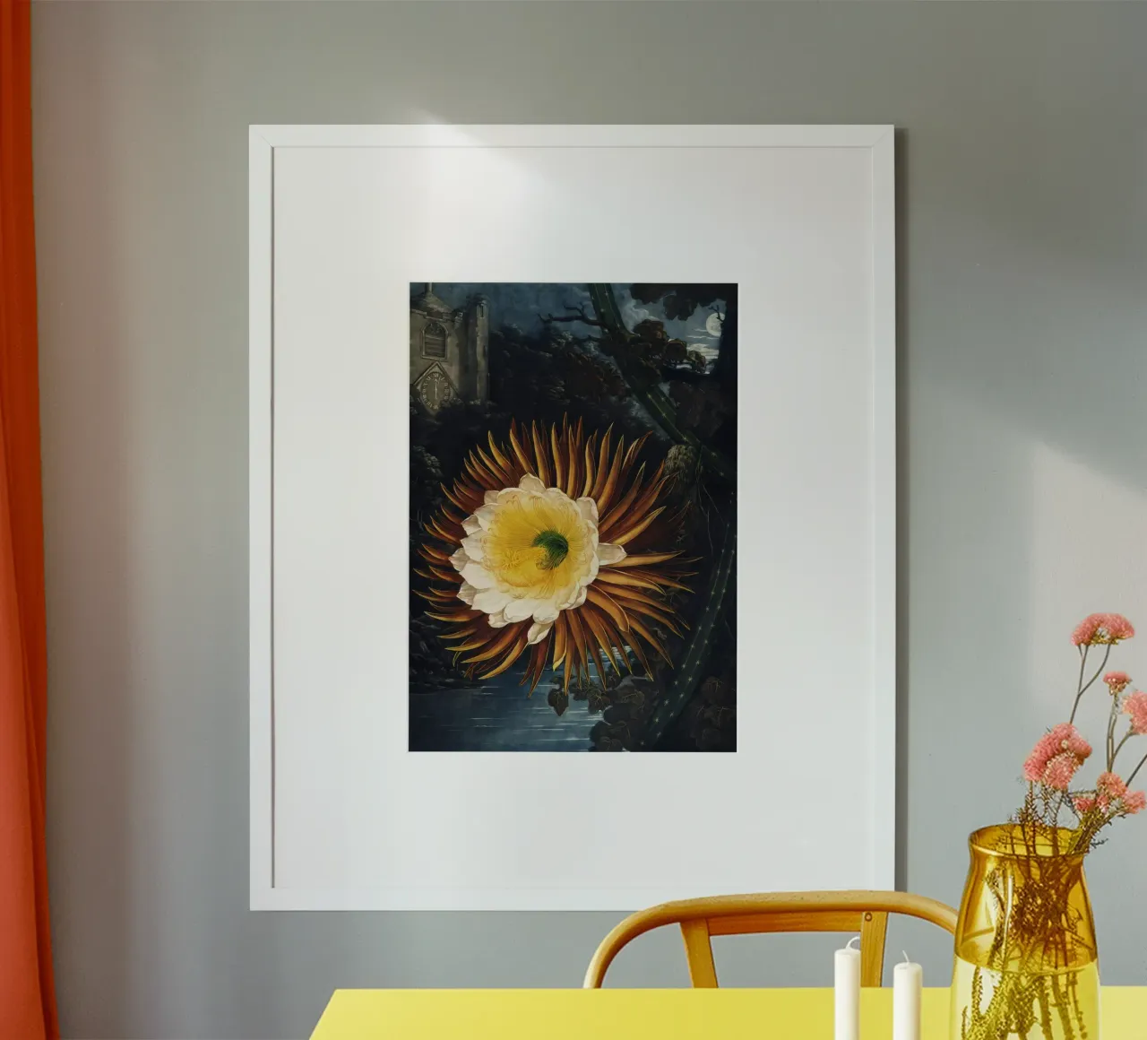 Vintage Thornton 2 Blowing Cereus poster con telaio in alluminio da Vintage Print Collection