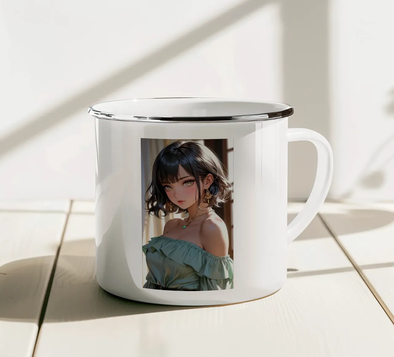 donne asiatiche anime tazza in smalto da van hellen