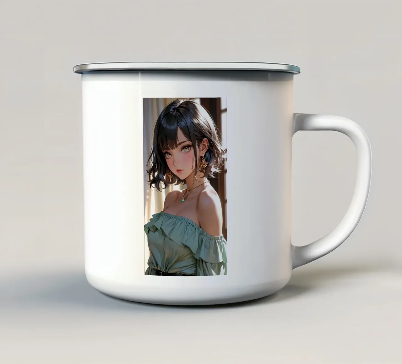 donne asiatiche anime tazza in smalto da van hellen