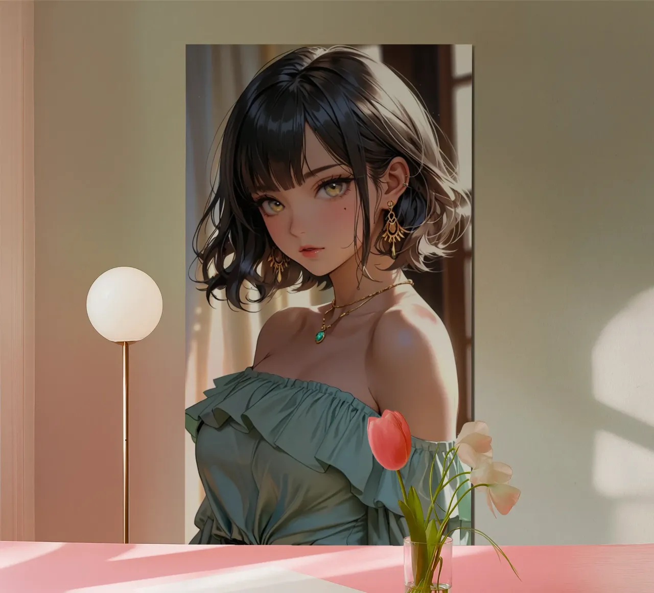 donne asiatiche anime poster con telaio in legno da van hellen