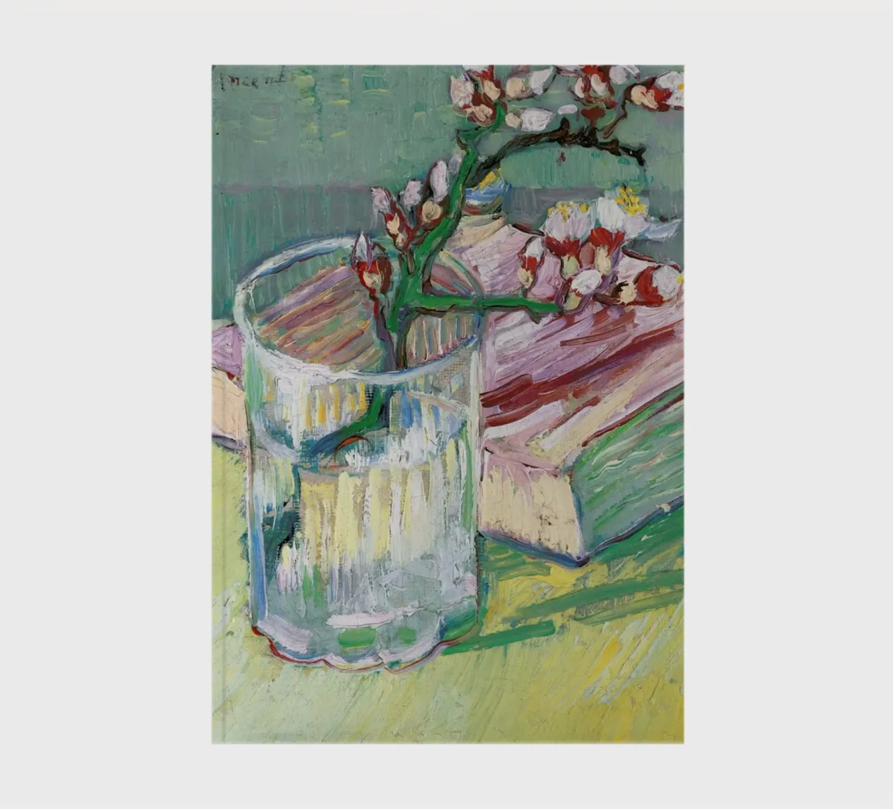 van Gogh  - Blossoming Almond Branch in a Glass with a Book diario da ARTOTHEK