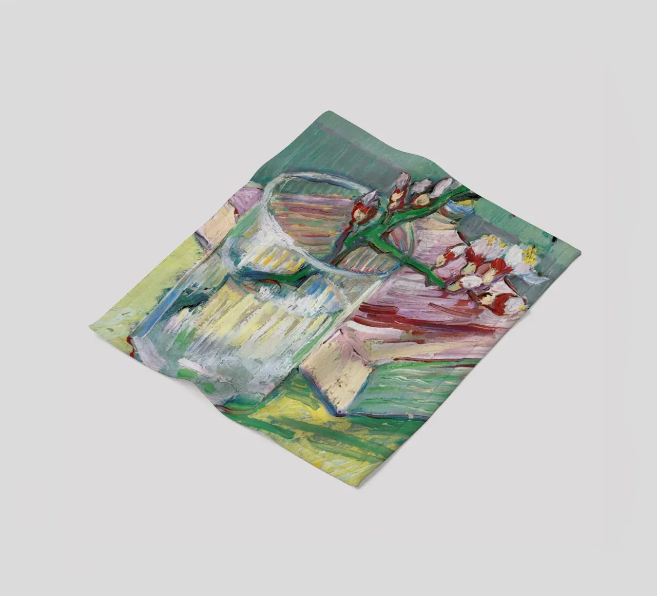 van Gogh  - Blossoming Almond Branch in a Glass with a Book coperta in pile da ARTOTHEK
