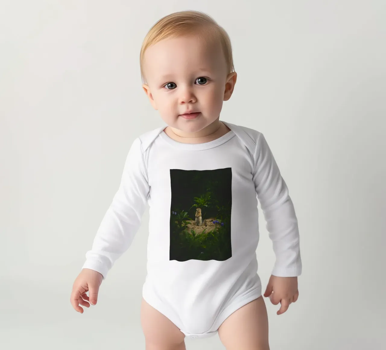 squirrel wildlife long-sleeve baby romper by Earthly Visions
