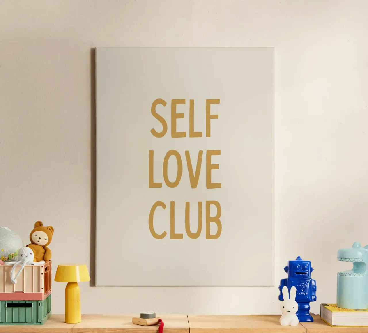 Club de l'amour de soi - Jaune d'or toile avec Caisse américaine de MoonlightPrint