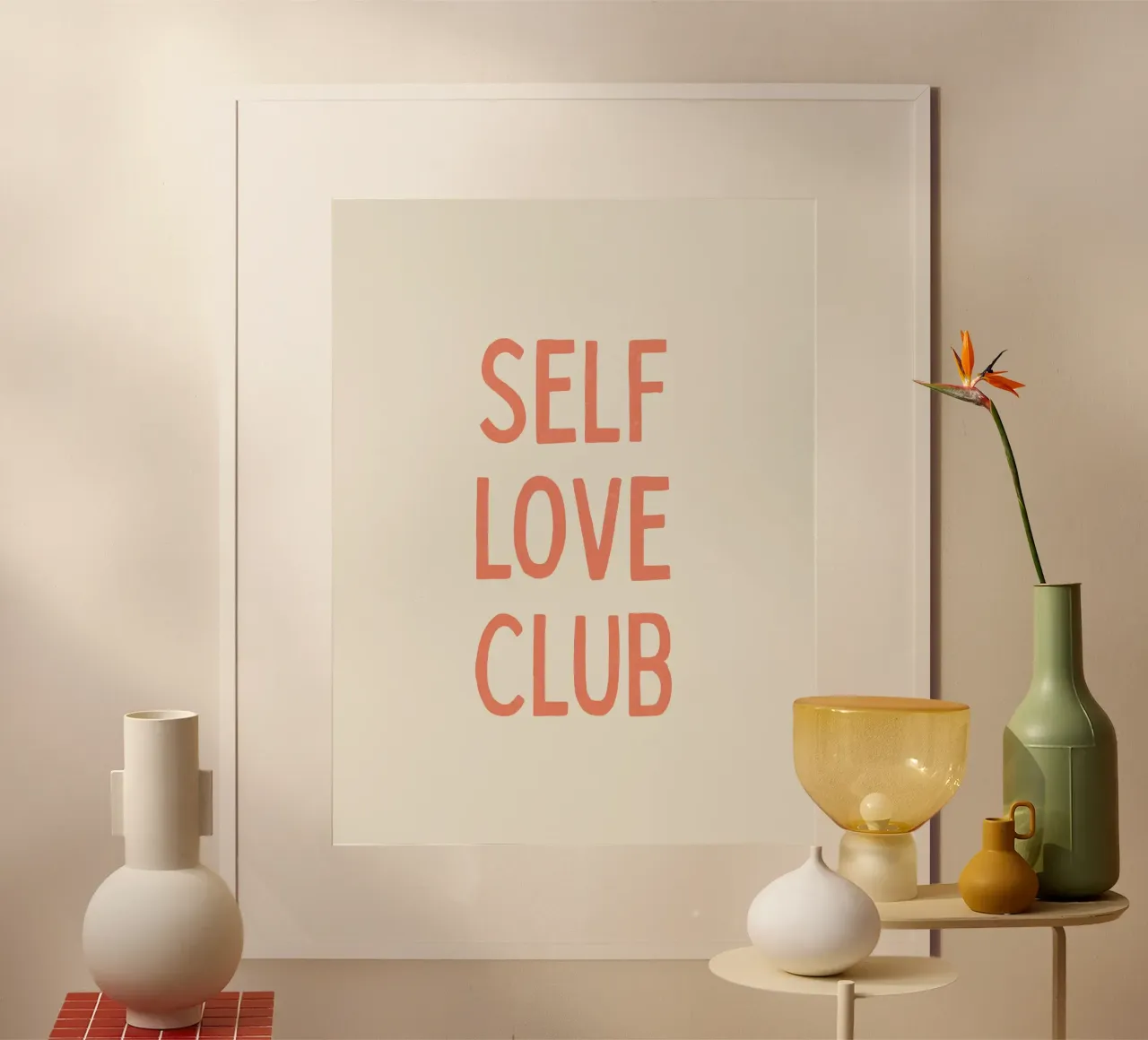 Self Love Club - Pink poster with plastic frame by MoonlightPrint