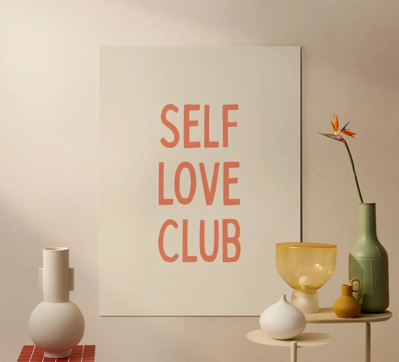 Self Love Club - Pink poster with plastic frame by MoonlightPrint