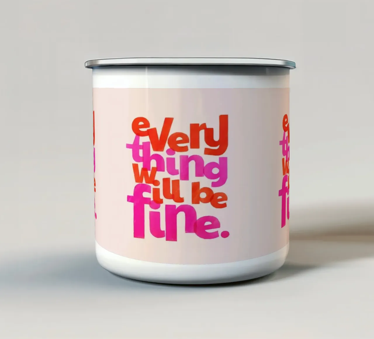 Tutto andrà bene - Citazione d'arte disegnata a mano tazza in smalto da showmemars