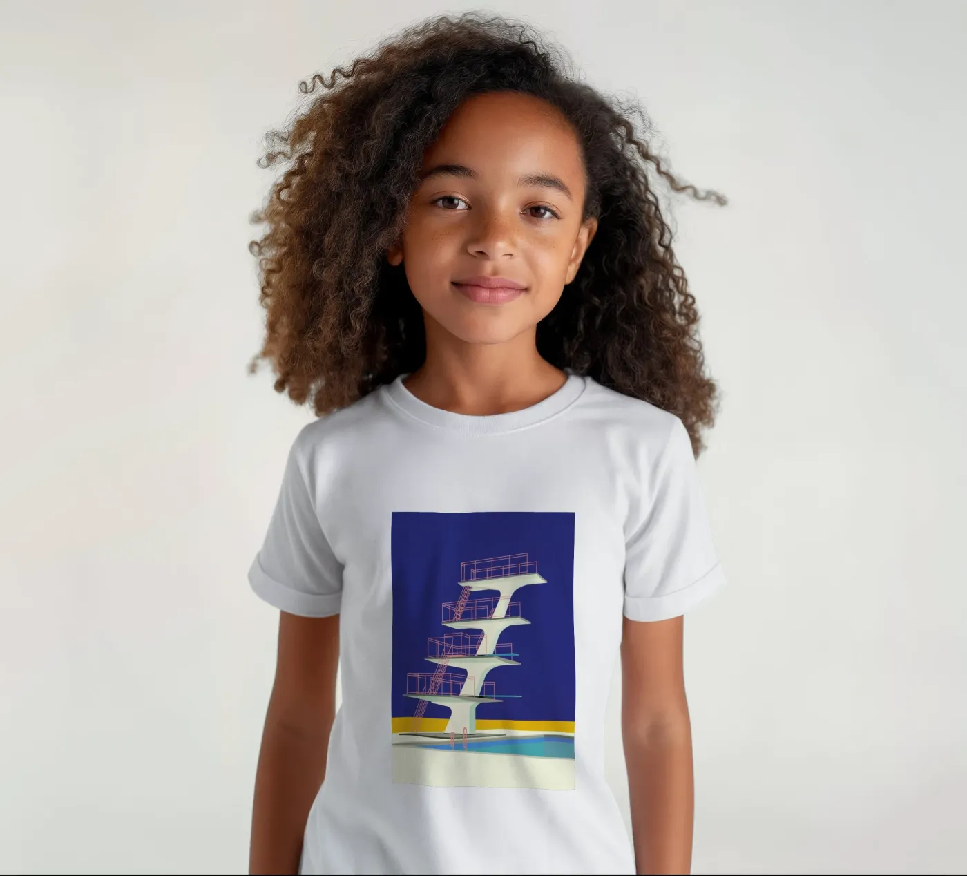 Diving Tower kids t-shirt by Rosi Feist