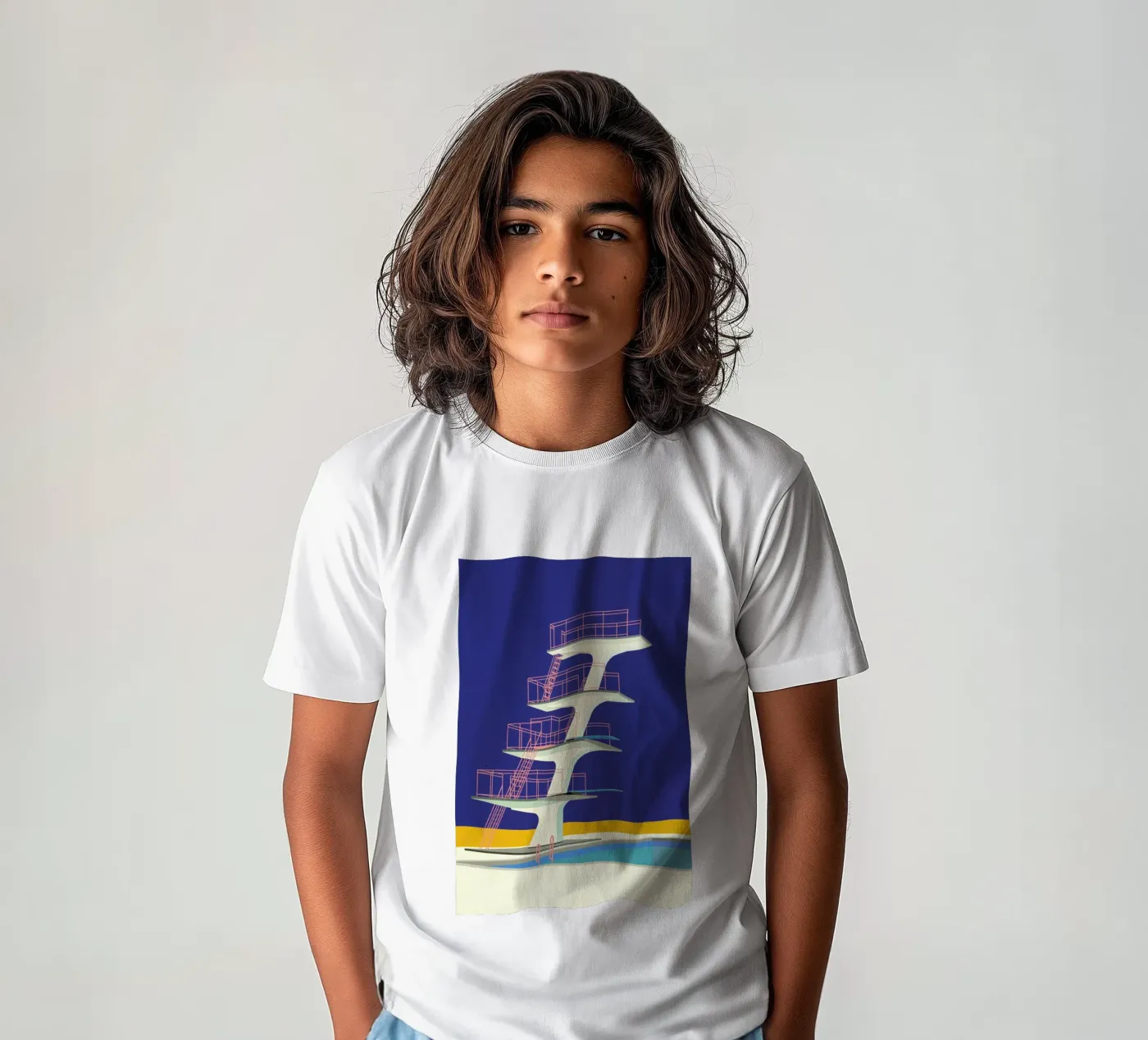 Diving Tower kids t-shirt by Rosi Feist