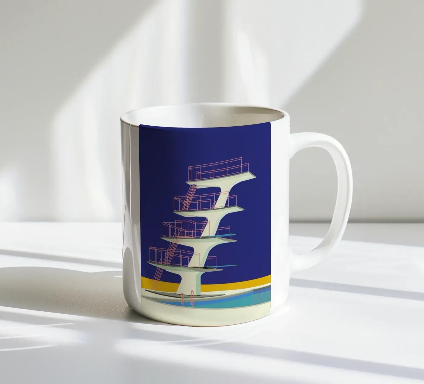 Diving Tower ceramic mug by Rosi Feist