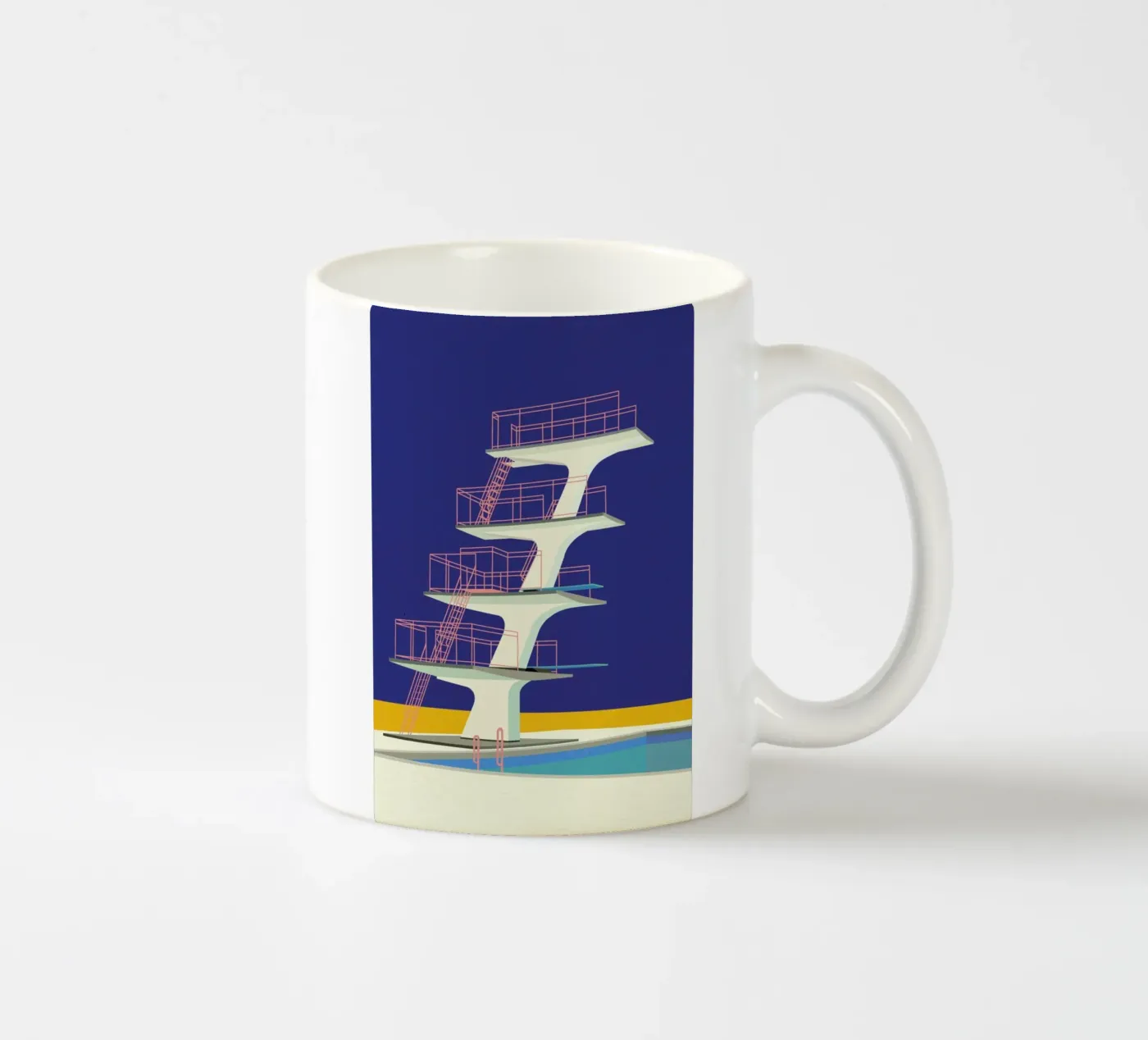 Diving Tower ceramic mug by Rosi Feist