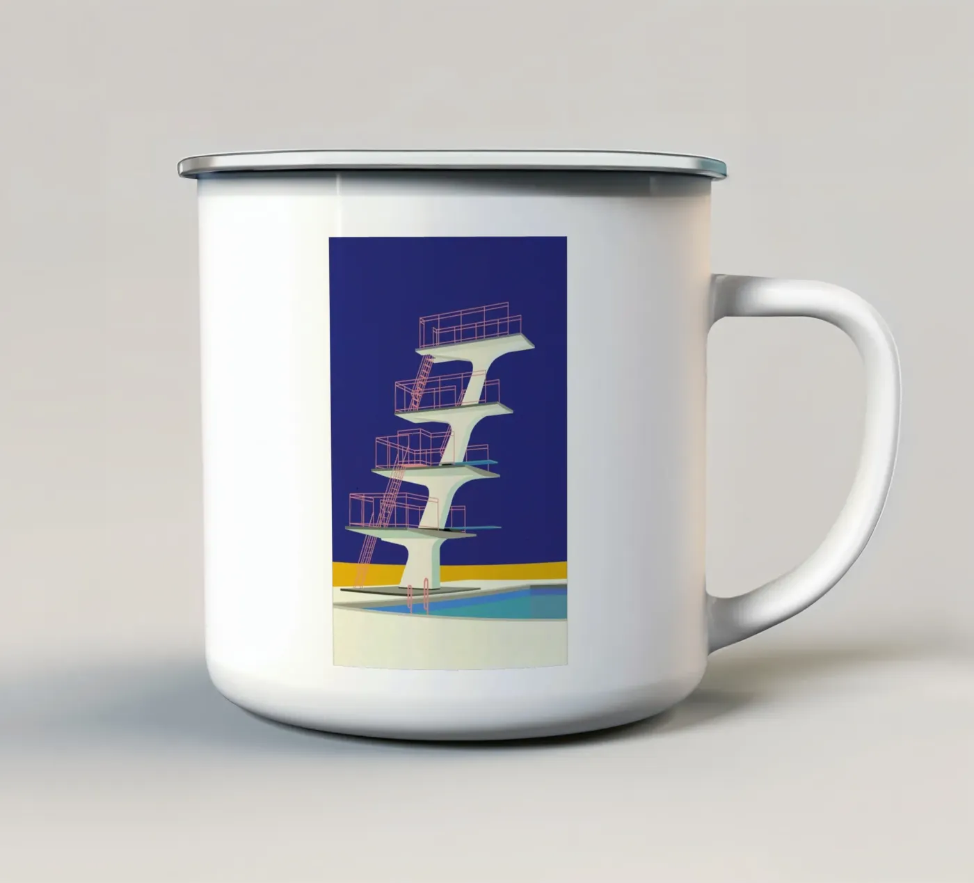 Diving Tower enamel mug by Rosi Feist