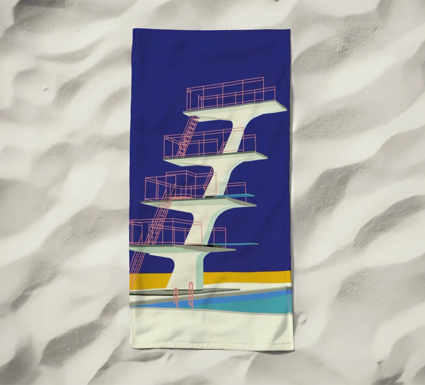 Diving Tower beach towel by Rosi Feist