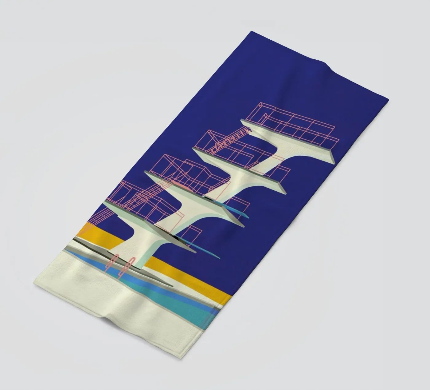 Diving Tower beach towel by Rosi Feist