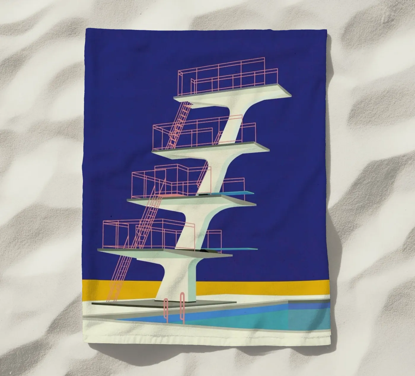 Diving Tower beach towel by Rosi Feist