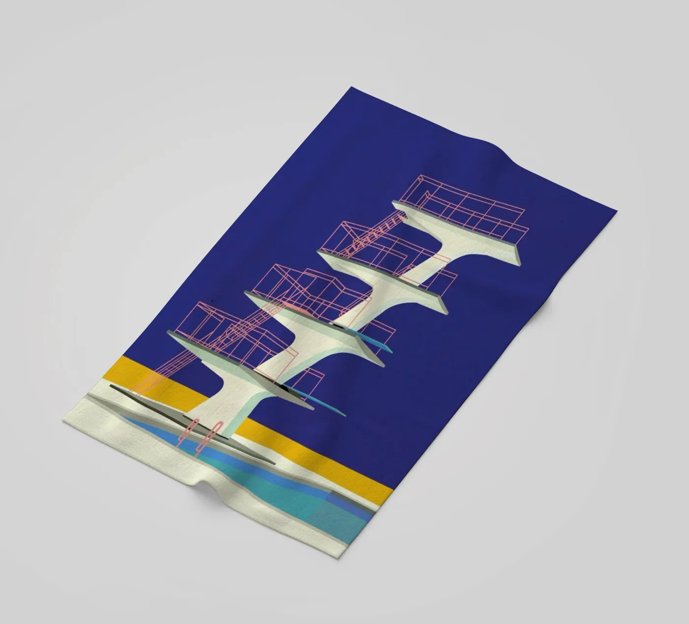 Diving Tower beach towel by Rosi Feist