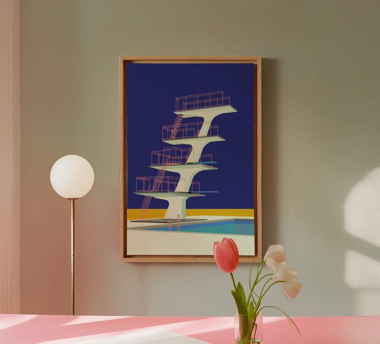 Diving Tower canvas with Floater frame by Rosi Feist