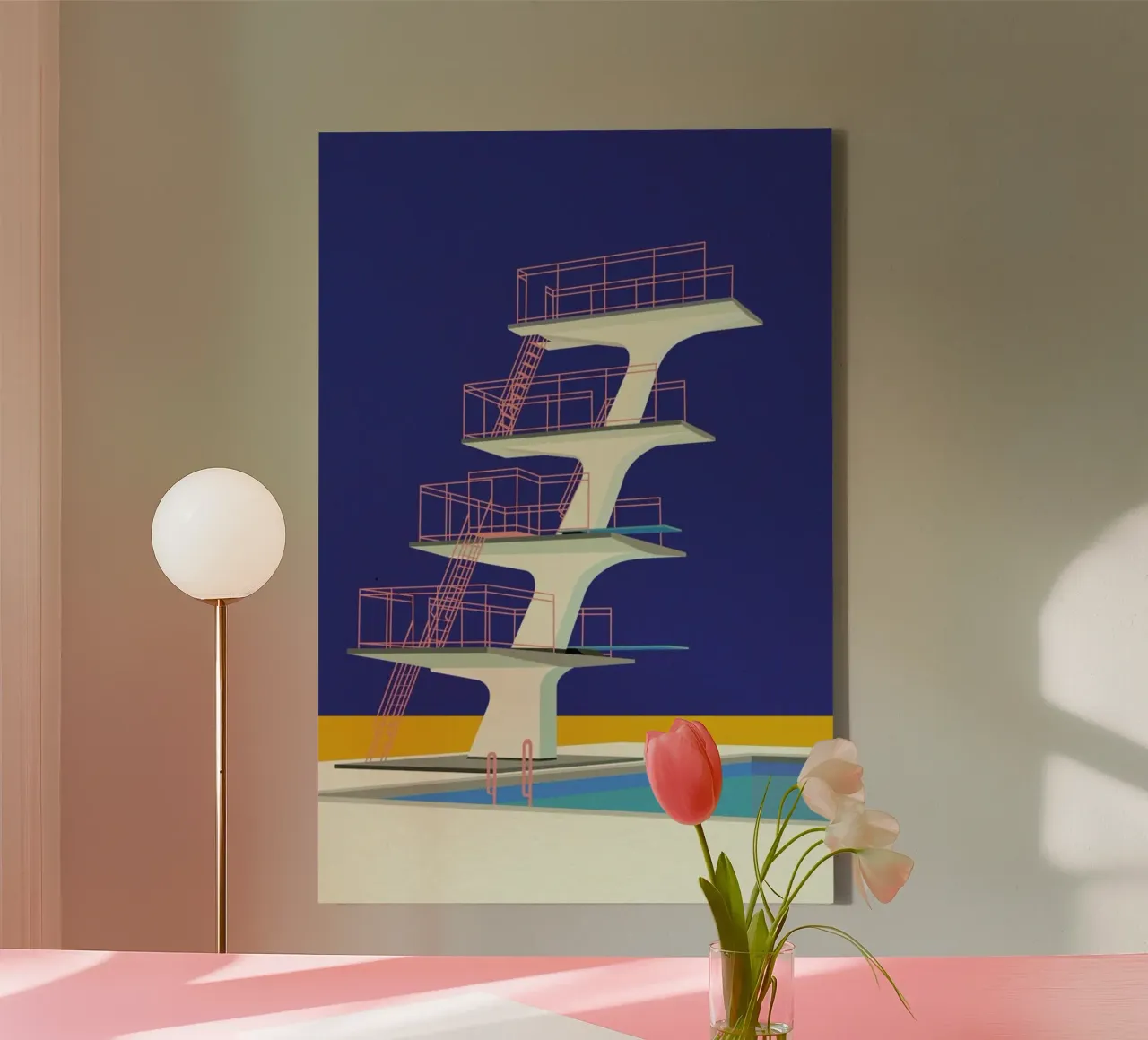 Diving Tower canvas with Floater frame by Rosi Feist