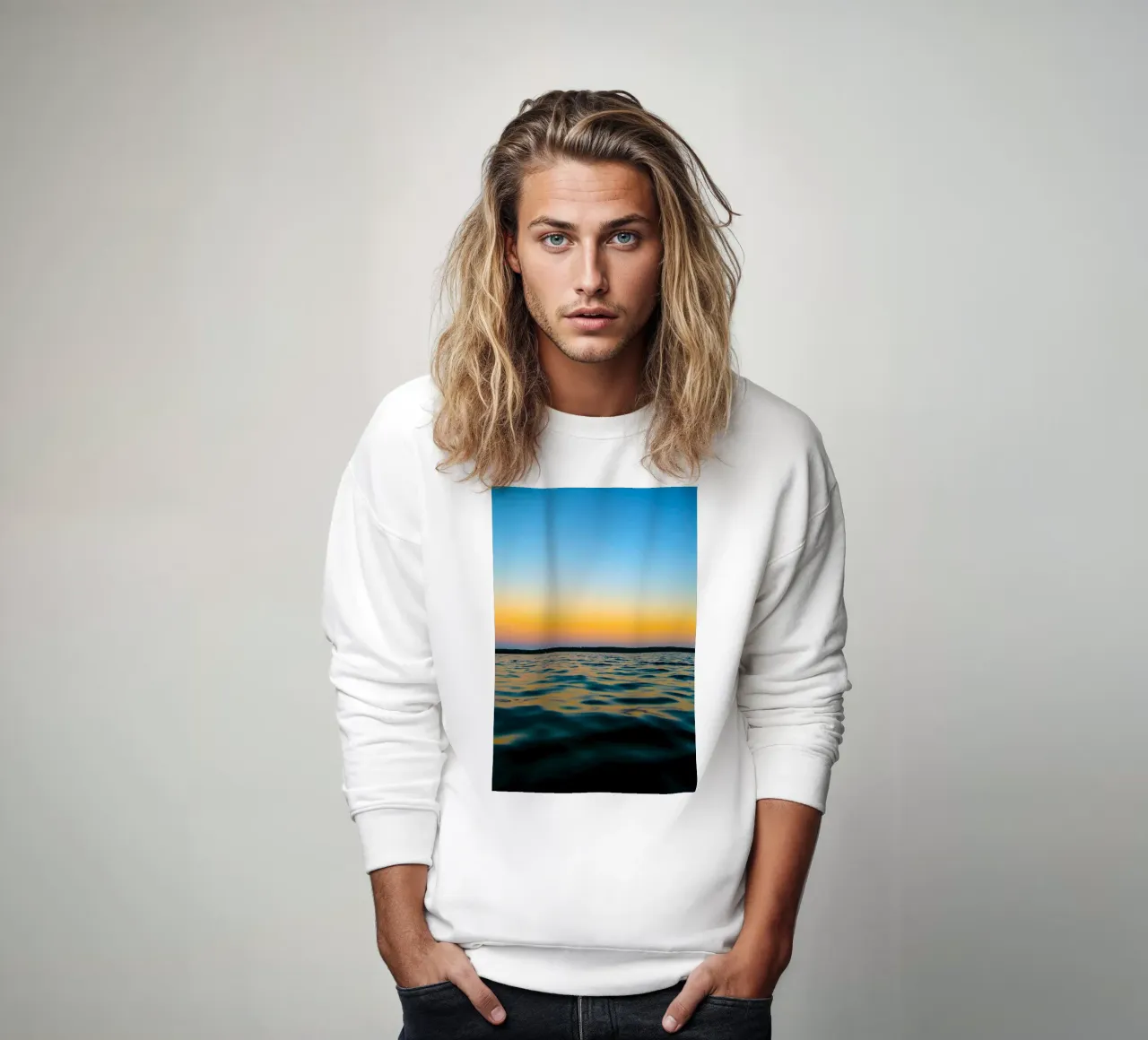 riflessione gradiente oceano e cielo felpa da life of sands