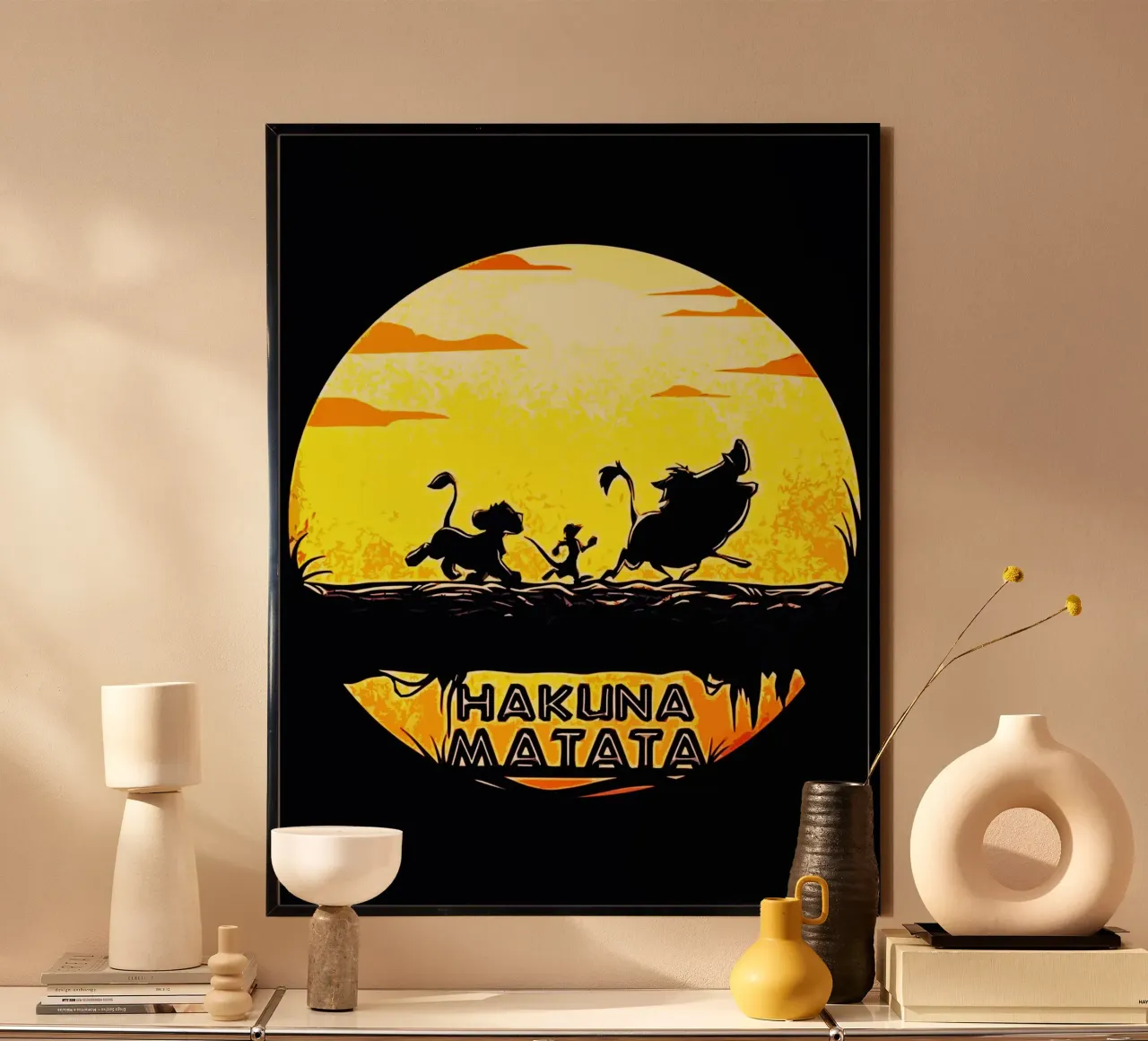 Re Leone Hakuna Matata film Art poster con telaio in legno da ontoseno