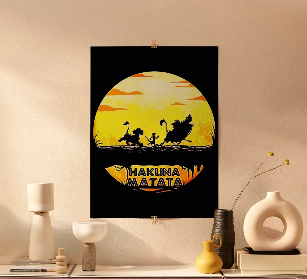 Re Leone Hakuna Matata film Art poster con telaio in legno da ontoseno