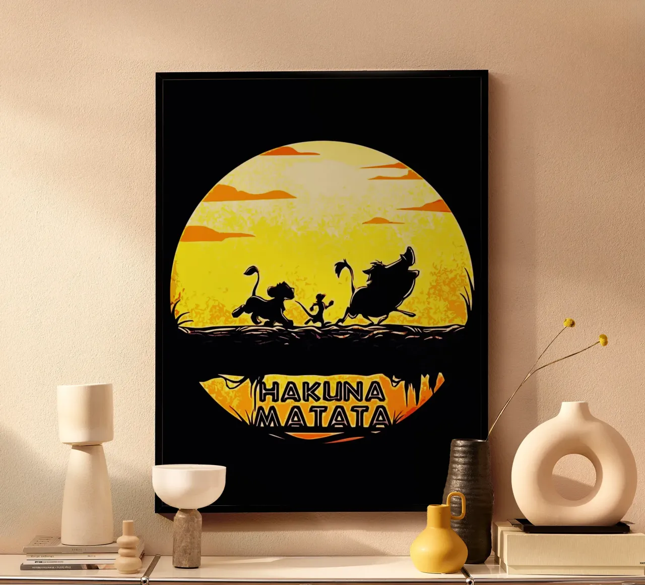 Re Leone Hakuna Matata film Art poster con telaio in legno da ontoseno