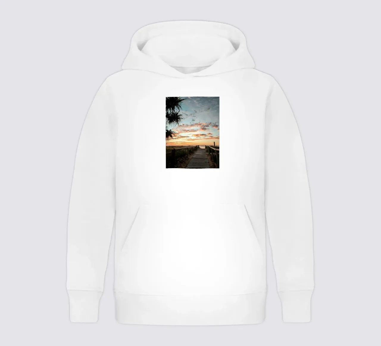 sentiero di legno per la spiaggia del tramonto felpa bambino con cappuccio da life of sands