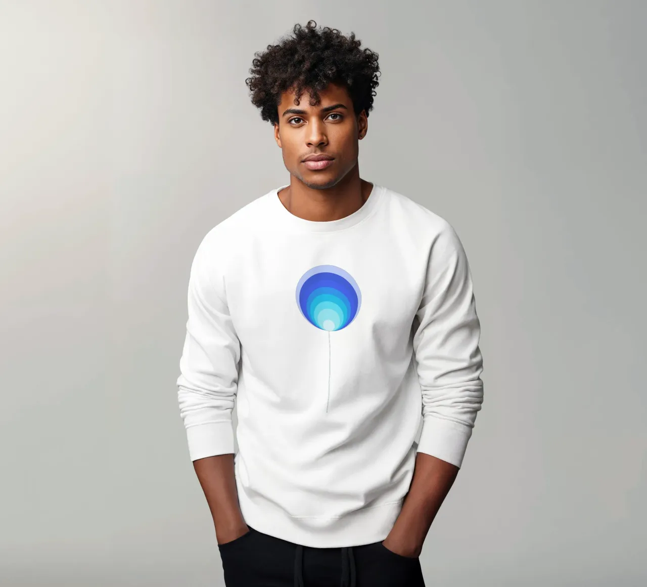 Dunkelblaue Lollipop-Blume, Geometrisches Blumendesign sudadera de Lilou Art