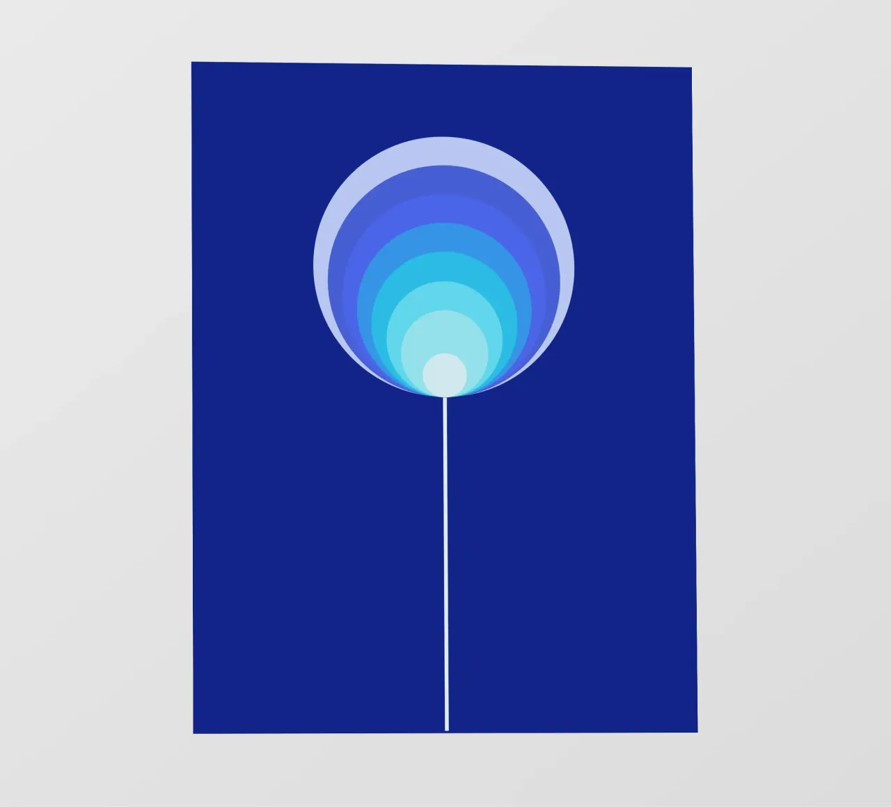 Dunkelblaue Lollipop-Blume, Geometrisches Blumendesign pellicola backlit da Lilou Art