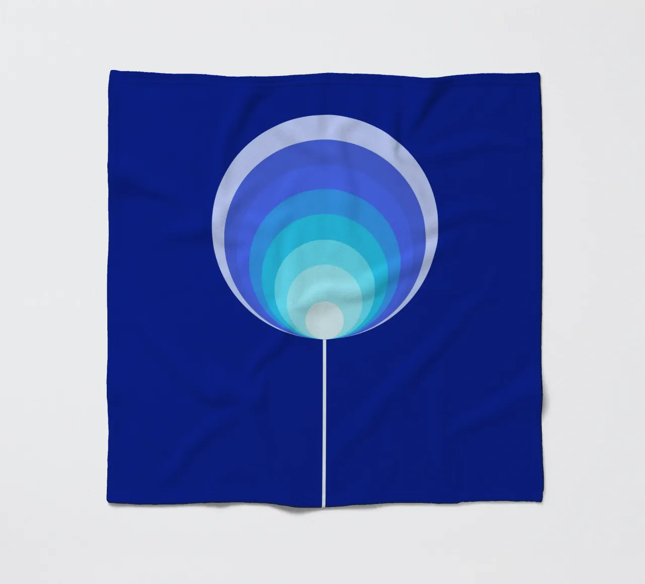 Dunkelblaue Lollipop-Blume, Geometrisches Blumendesign coperta in pile da Lilou Art