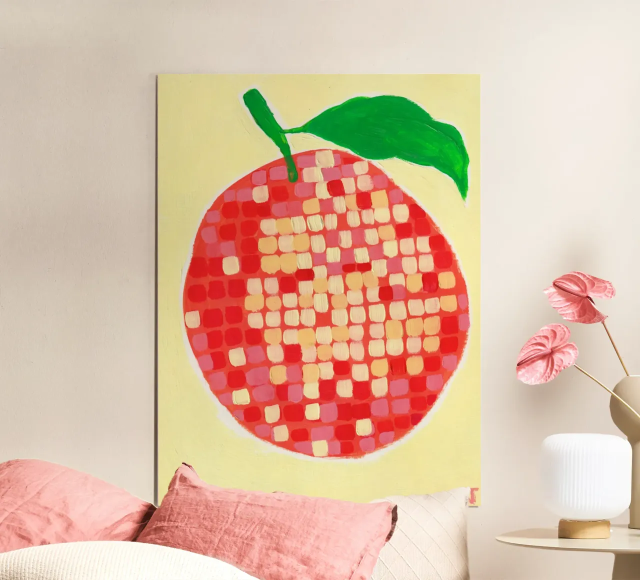 Disco Orange poster con telaio in alluminio da Natasha Joseph