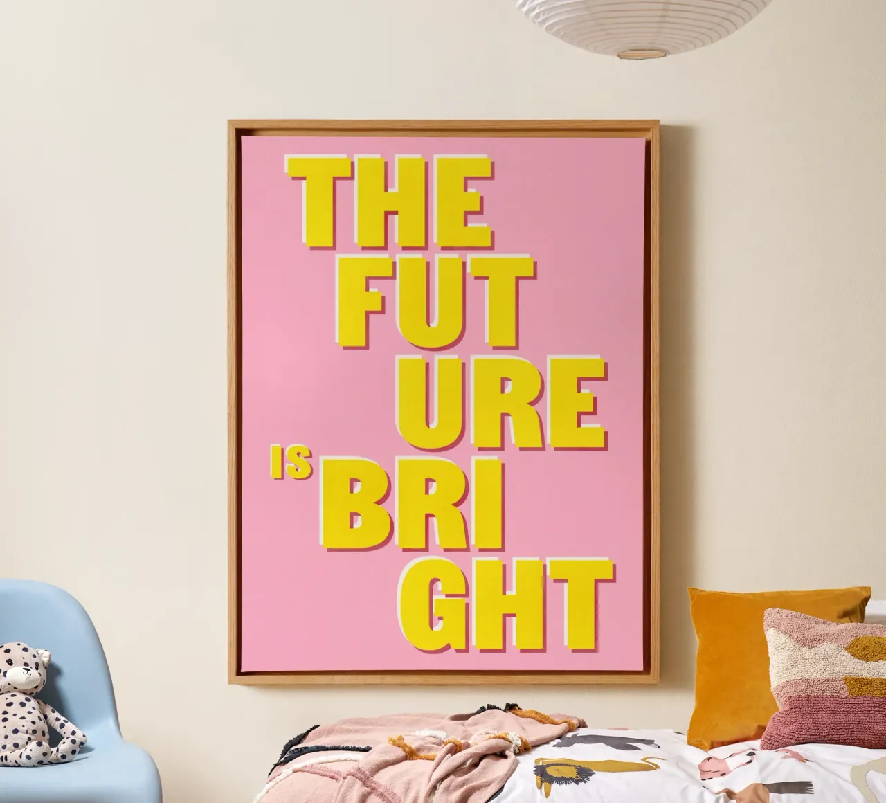 The Future Is Bright poster canvas with Floater frame by showmemars
