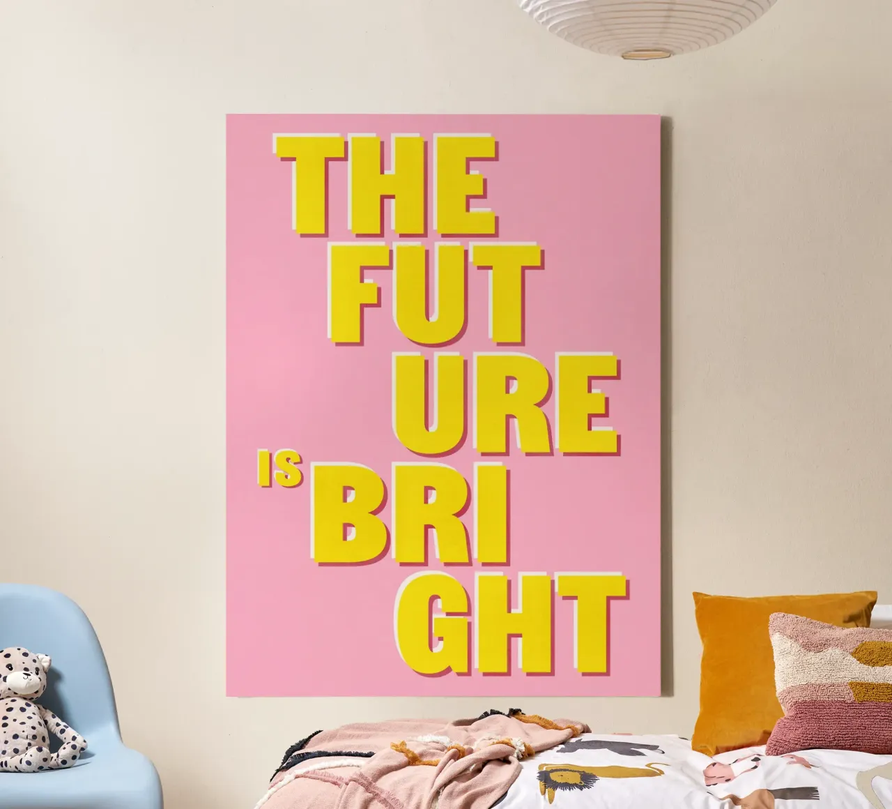 The Future Is Bright poster canvas with Floater frame by showmemars