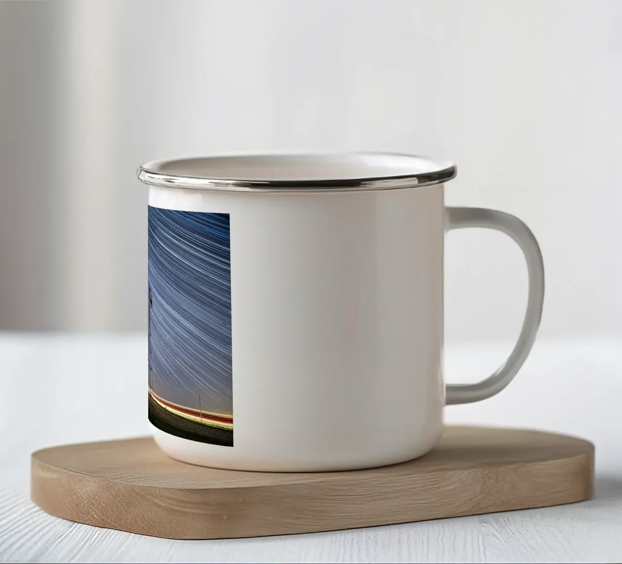 mulino a vento con stelle tazza in smalto da space words