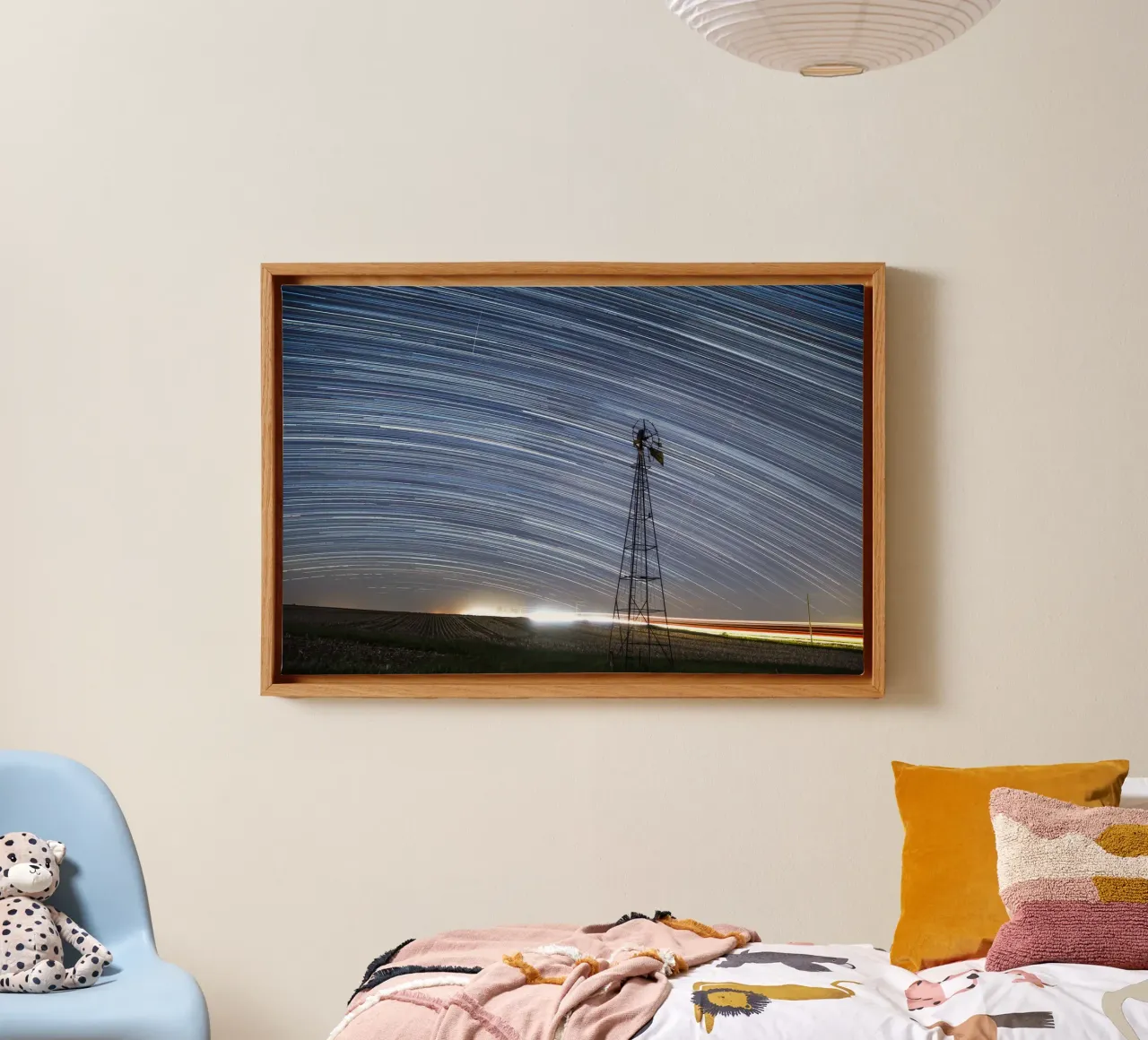 mulino a vento con stelle tela con Cornice a cassetta da space words