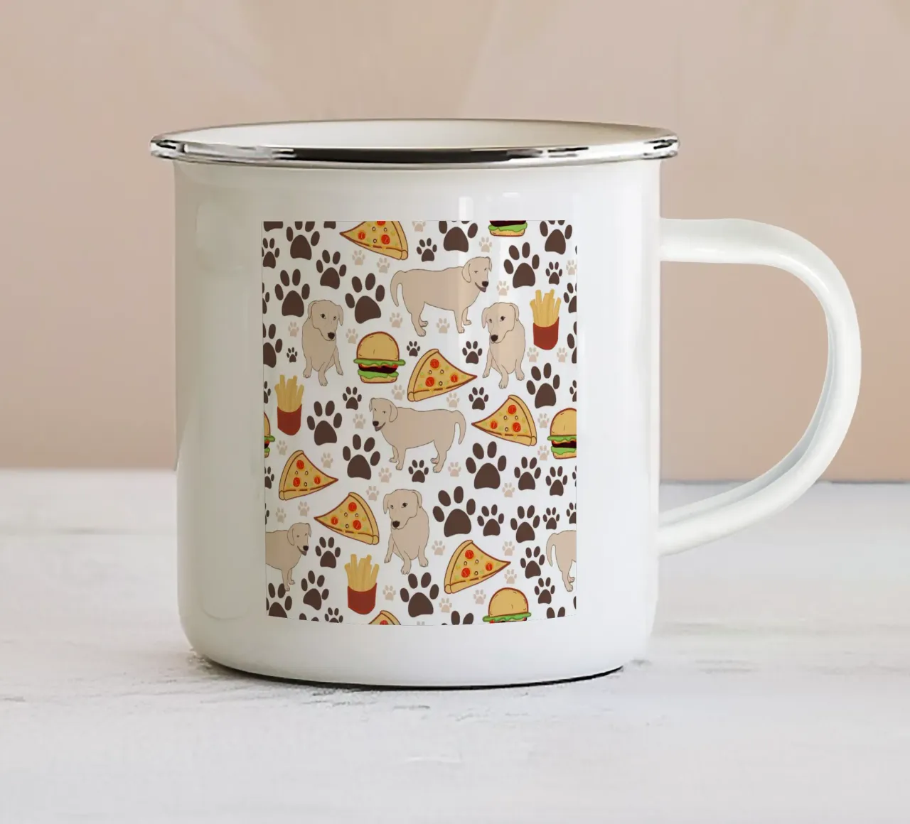 Cane con fast food tazza in smalto da gulsengunel