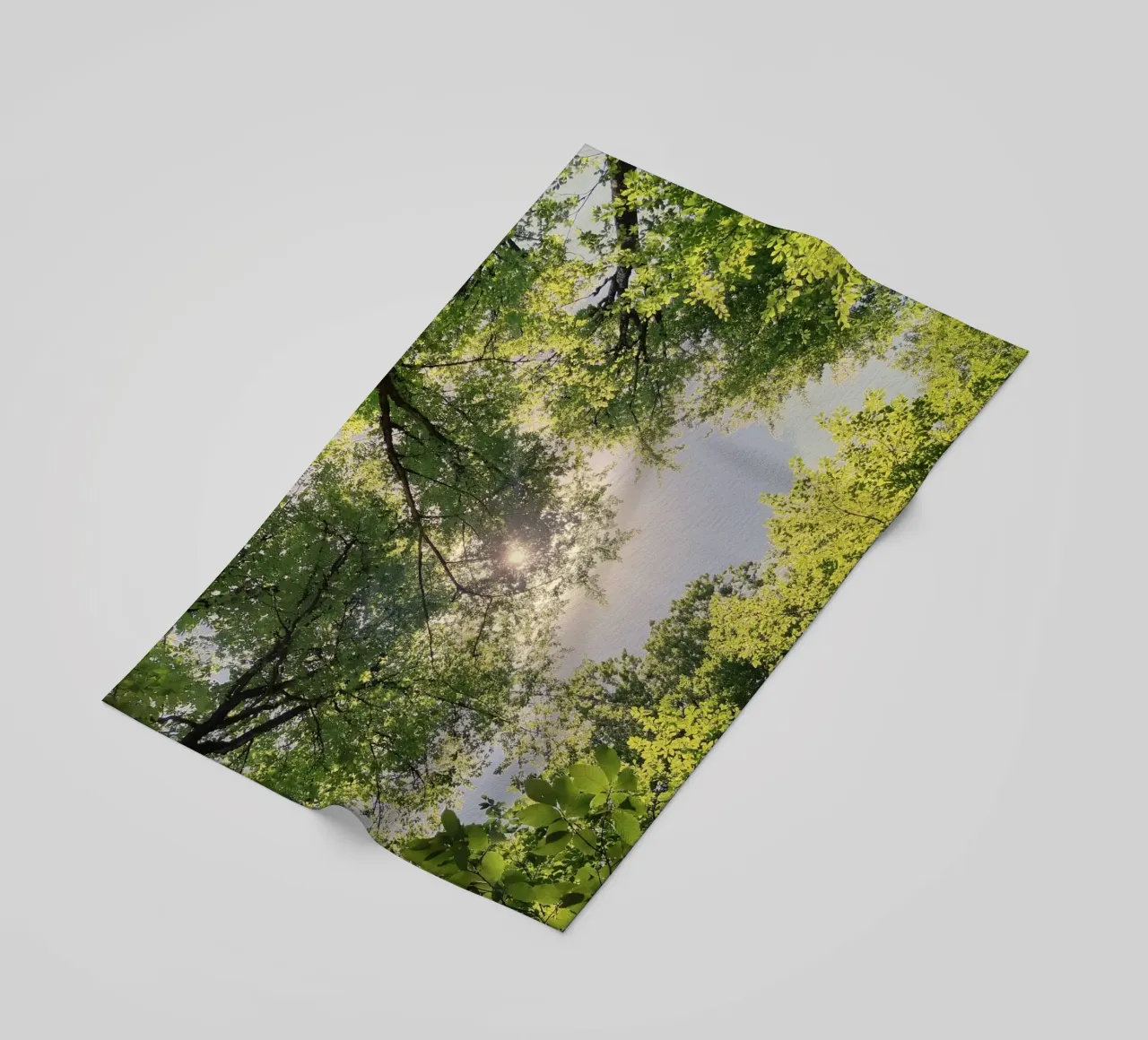 sunlight through trees beach towel by space words