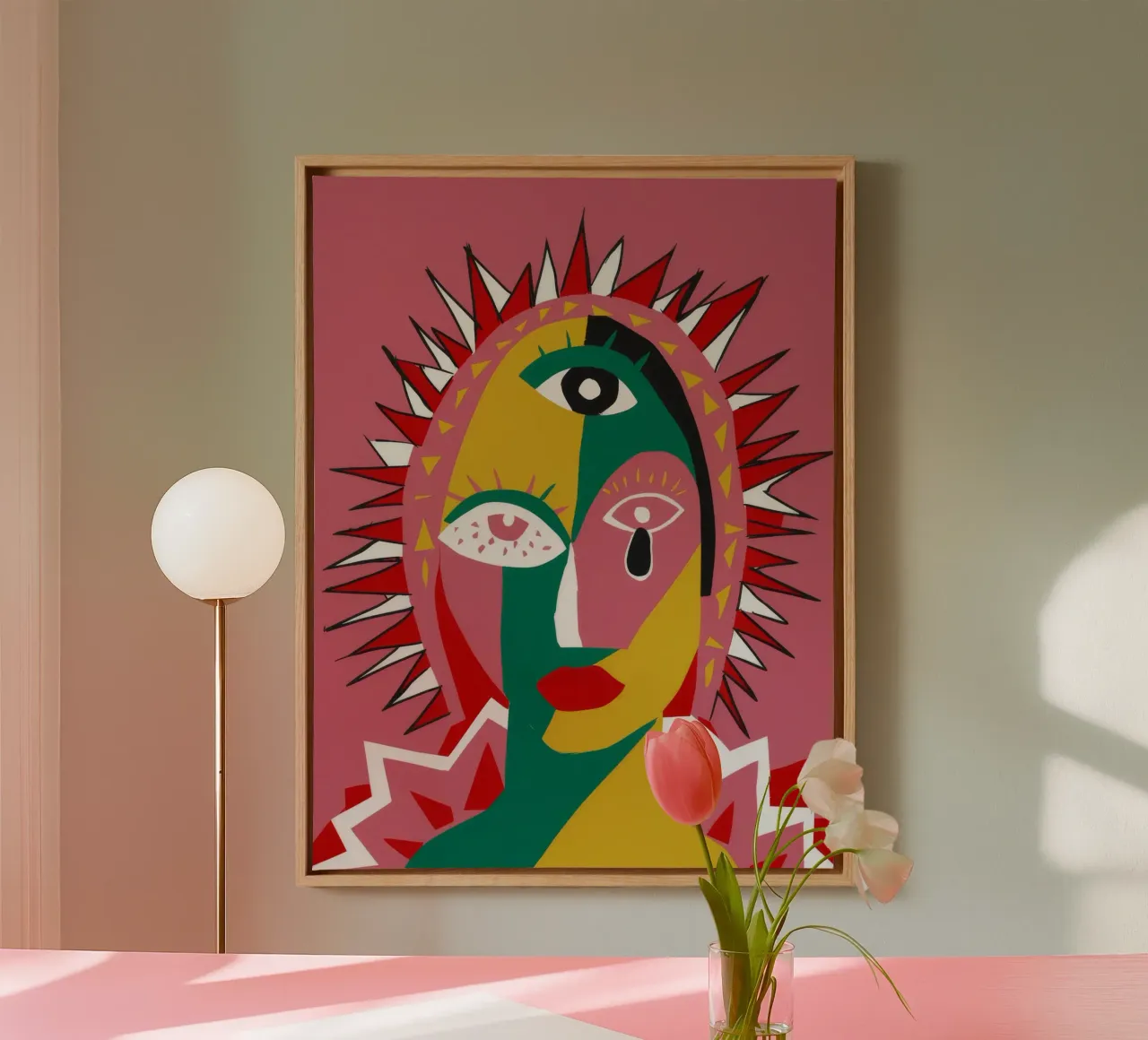 Zonnegod abstractie canvas met Baklijst van Peak Delusion
