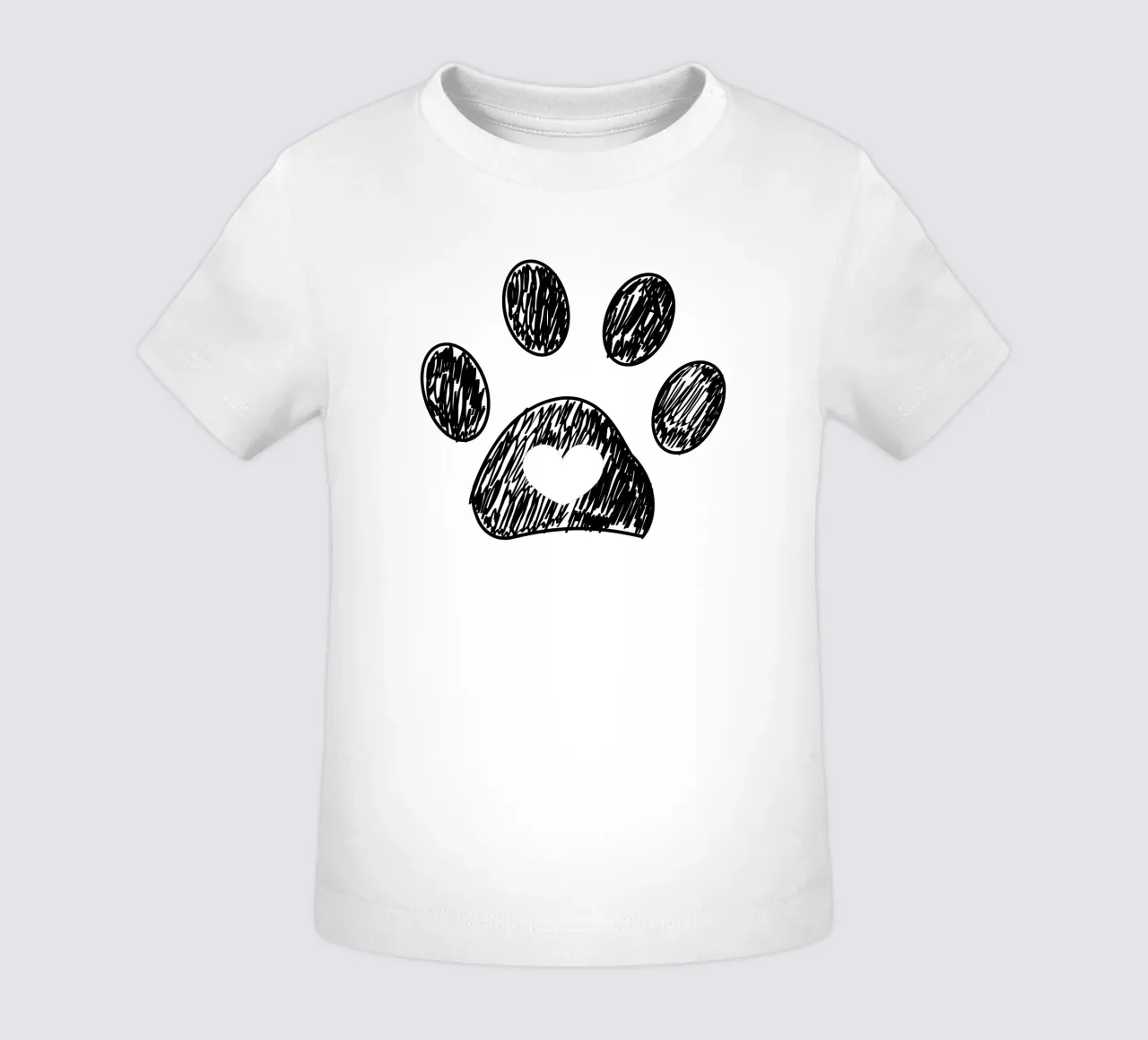 Doodle paw print with heart black baby t-shirt by gulsengunel
