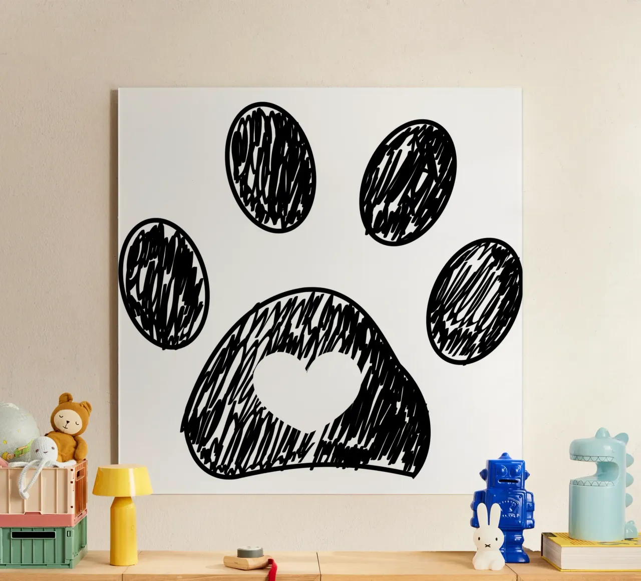 Cagnolino a zampa con cuore nero plexiglass da gulsengunel